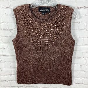NWT Fabulous Furs Copper Sequins Knit Top w/Sequins Women’s Size‎ Medium